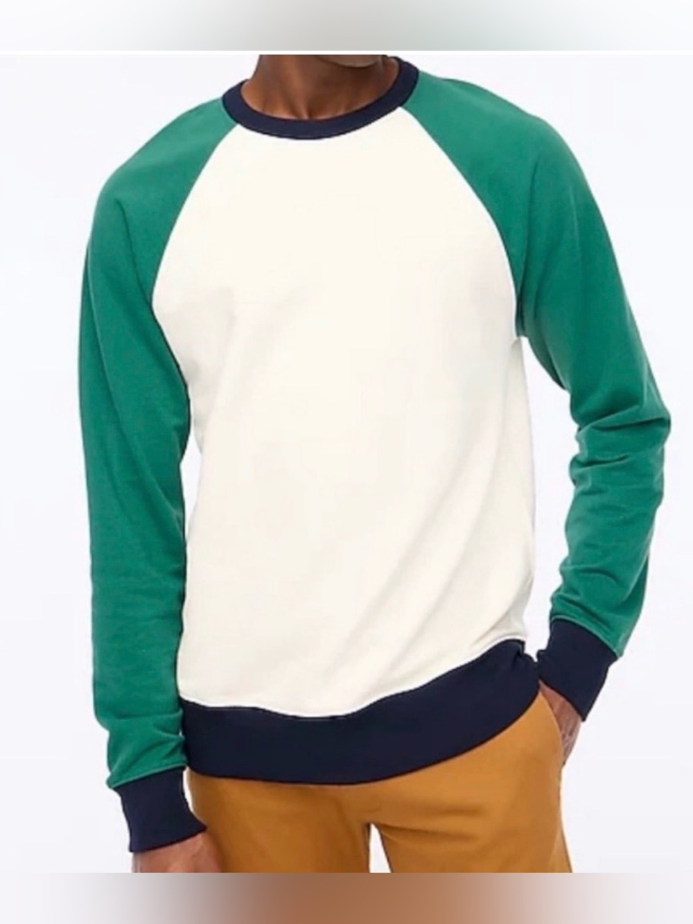J.Crew Men’s Terry Cotton Pullover Crewneck Marine Salt Green , Large